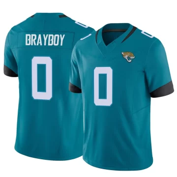 Men's Jacksonville Jaguars ＃0 Chandler Brayboy Teal Limited Vapor F.U.S.E. Jersey