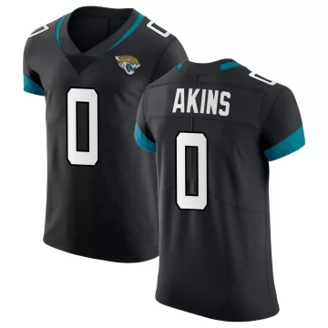 Men's Jacksonville Jaguars ＃0 Jordan Akins Black Elite Vapor Untouchable Jersey