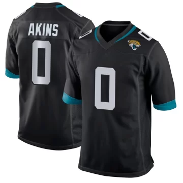 Men's Jacksonville Jaguars ＃0 Jordan Akins Black Game Jersey