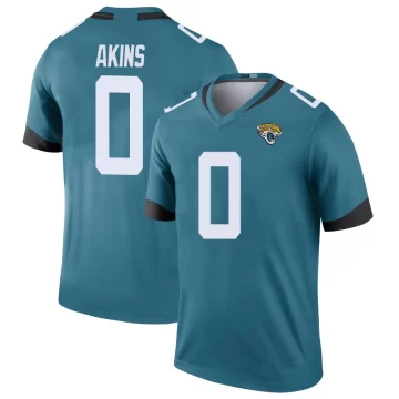 Men's Jacksonville Jaguars ＃0 Jordan Akins Teal Legend Color Rush Jersey