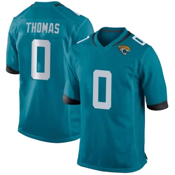 Men's Jacksonville Jaguars ＃0 Trevian Thomas Teal Game Jersey