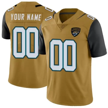 Men's Jacksonville Jaguars ＃00 Custom Gold Limited Color Rush Vapor Untouchable Jersey