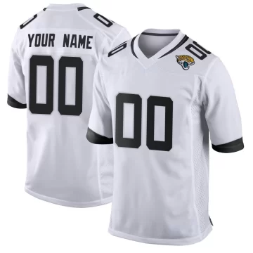 Men's Jacksonville Jaguars ＃00 Custom White Game Jersey