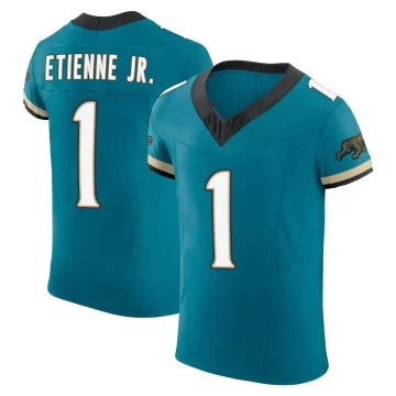 Men's Jacksonville Jaguars ＃1 Travis Etienne Jr. Teal Elite Prowler Throwback Vapor F.U.S.E. Jersey
