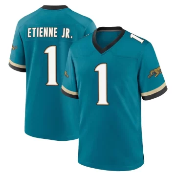 Men's Jacksonville Jaguars ＃1 Travis Etienne Jr. Teal Game Prowler Throwback Jersey