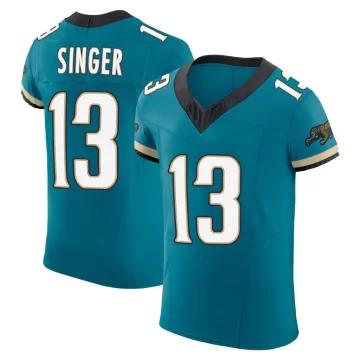 Men's Jacksonville Jaguars ＃13 Dorian Singer Teal Elite Prowler Throwback Vapor F.U.S.E. Jersey