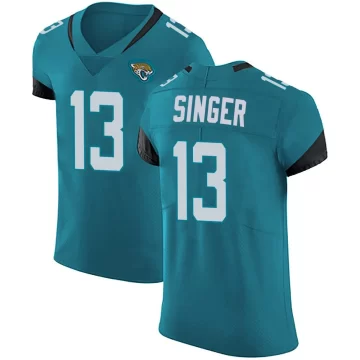 Men's Jacksonville Jaguars ＃13 Dorian Singer Teal Elite Vapor Untouchable Alternate Jersey