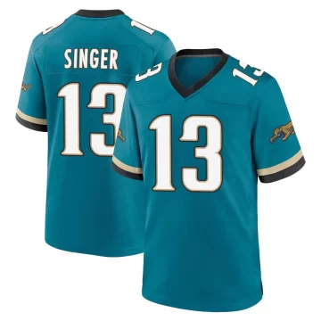 Men's Jacksonville Jaguars ＃13 Dorian Singer Teal Game Prowler Throwback Jersey