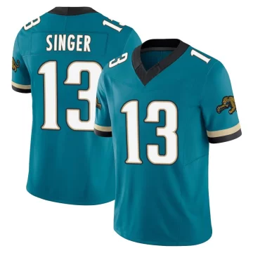 Men's Jacksonville Jaguars ＃13 Dorian Singer Teal Limited Prowler Throwback Vapor F.U.S.E. Jersey