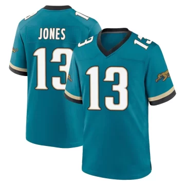 Men's Jacksonville Jaguars ＃13 Tim Jones Teal Game Prowler Throwback Jersey