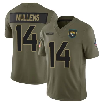 Men's Jacksonville Jaguars ＃14 Nick Mullens Olive Limited 2025 Salute to Service Jersey