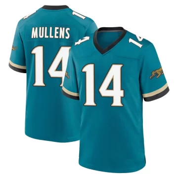 Men's Jacksonville Jaguars ＃14 Nick Mullens Teal Game Prowler Throwback Jersey