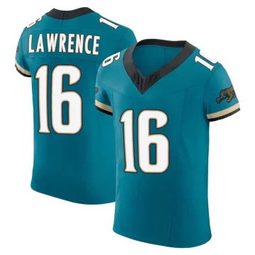 Men's Jacksonville Jaguars ＃16 Trevor Lawrence Teal Elite Prowler Throwback Vapor F.U.S.E. Jersey