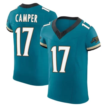 Men's Jacksonville Jaguars ＃17 Cam Camper Teal Elite Prowler Throwback Vapor F.U.S.E. Jersey