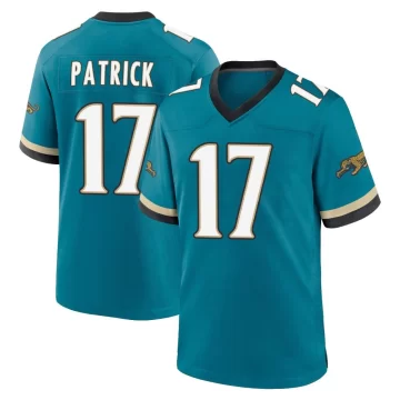 Men's Jacksonville Jaguars ＃17 Tim Patrick Teal Game Prowler Throwback Jersey