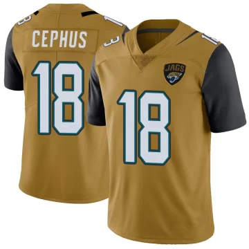 Men's Jacksonville Jaguars ＃18 Joshua Cephus Gold Limited Color Rush Vapor Untouchable Jersey