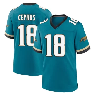 Men's Jacksonville Jaguars ＃18 Joshua Cephus Teal Game Prowler Throwback Jersey
