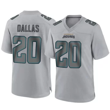 Men's Jacksonville Jaguars ＃20 DeeJay Dallas Gray Game Atmosphere Fashion Jersey