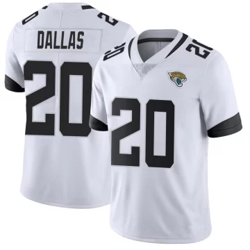 Men's Jacksonville Jaguars ＃20 DeeJay Dallas White Limited Vapor Untouchable Jersey