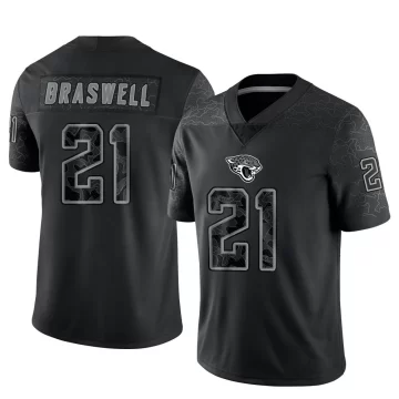 Men's Jacksonville Jaguars ＃21 Christian Braswell Black Limited Reflective Jersey