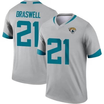 Men's Jacksonville Jaguars ＃21 Christian Braswell Legend Silver Inverted Jersey
