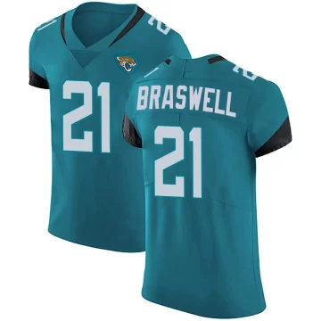Men's Jacksonville Jaguars ＃21 Christian Braswell Teal Elite Vapor Untouchable Alternate Jersey