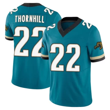 Men's Jacksonville Jaguars ＃22 Juan Thornhill Teal Limited Prowler Throwback Vapor F.U.S.E. Jersey