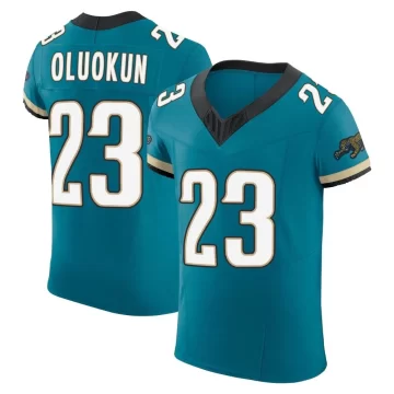 Men's Jacksonville Jaguars ＃23 Foyesade Oluokun Teal Elite Prowler Throwback Vapor F.U.S.E. Jersey