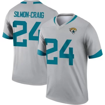 Men's Jacksonville Jaguars ＃24 Cam'Ron Silmon-Craig Legend Silver Inverted Jersey