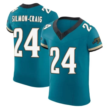 Men's Jacksonville Jaguars ＃24 Cam'Ron Silmon-Craig Teal Elite Prowler Throwback Vapor F.U.S.E. Jersey