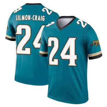 Men's Jacksonville Jaguars ＃24 Cam'Ron Silmon-Craig Teal Legend Prowler Throwback Jersey
