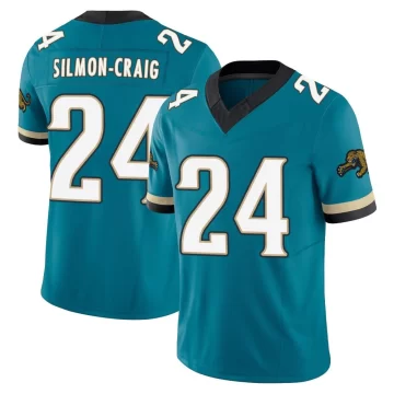Men's Jacksonville Jaguars ＃24 Cam'Ron Silmon-Craig Teal Limited Prowler Throwback Vapor F.U.S.E. Jersey