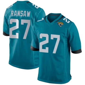 Men's Jacksonville Jaguars ＃27 Caleb Ransaw Teal Game Jersey