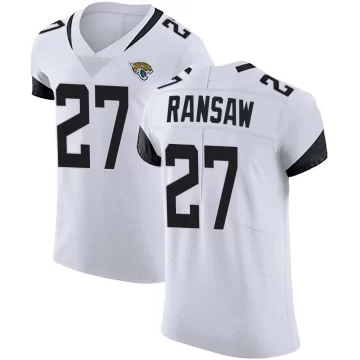 Men's Jacksonville Jaguars ＃27 Caleb Ransaw White Elite Vapor Untouchable Road Jersey