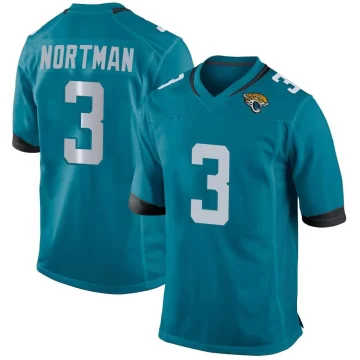 Men's Jacksonville Jaguars ＃3 Brad Nortman Teal Game Jersey