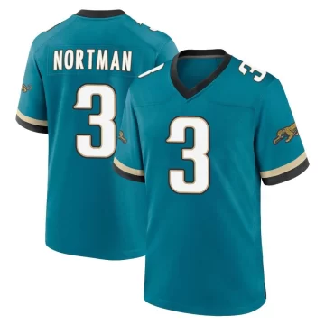 Men's Jacksonville Jaguars ＃3 Brad Nortman Teal Game Prowler Throwback Jersey