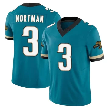 Men's Jacksonville Jaguars ＃3 Brad Nortman Teal Limited Prowler Throwback Vapor F.U.S.E. Jersey