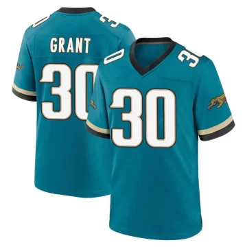Men's Jacksonville Jaguars ＃30 Corey Grant Teal Game Prowler Throwback Jersey