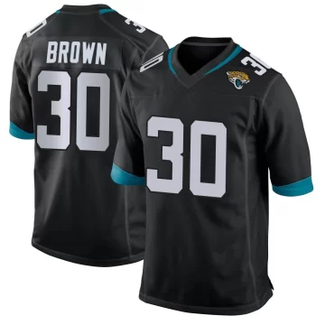 Men's Jacksonville Jaguars ＃30 Montaric Brown Black Game Jersey