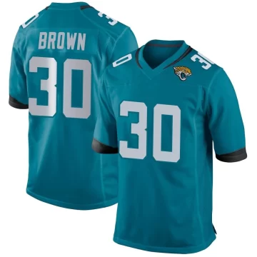 Men's Jacksonville Jaguars ＃30 Montaric Brown Teal Game Jersey