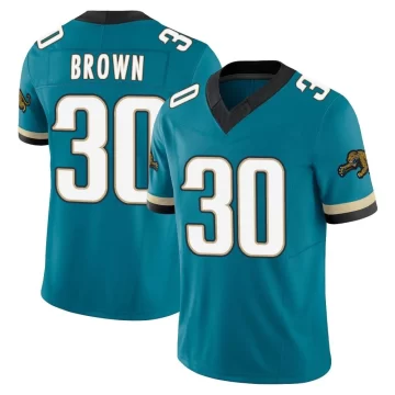 Men's Jacksonville Jaguars ＃30 Montaric Brown Teal Limited Prowler Throwback Vapor F.U.S.E. Jersey