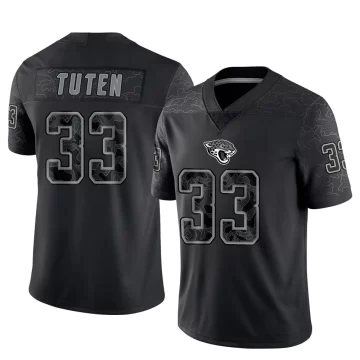 Men's Jacksonville Jaguars ＃33 Bhayshul Tuten Black Limited Reflective Jersey
