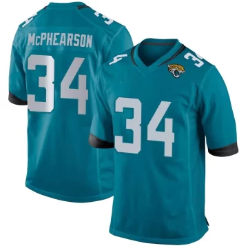 Men's Jacksonville Jaguars ＃34 Zech McPhearson Teal Game Jersey