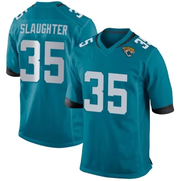 Men's Jacksonville Jaguars ＃35 Doneiko Slaughter Teal Game Jersey