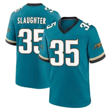 Men's Jacksonville Jaguars ＃35 Doneiko Slaughter Teal Game Prowler Throwback Jersey