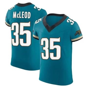 Men's Jacksonville Jaguars ＃35 Jalen McLeod Teal Elite Prowler Throwback Vapor F.U.S.E. Jersey