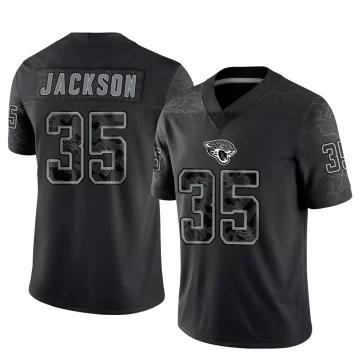 Men's Jacksonville Jaguars ＃35 Matthew Jackson Black Limited Reflective Jersey