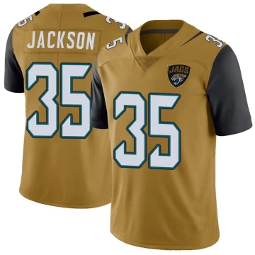 Men's Jacksonville Jaguars ＃35 Matthew Jackson Gold Limited Color Rush Vapor Untouchable Jersey
