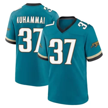 Men's Jacksonville Jaguars ＃37 Jabbar Muhammad Teal Game Prowler Throwback Jersey