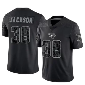 Men's Jacksonville Jaguars ＃38 Ja'Quinden Jackson Black Limited Reflective Jersey